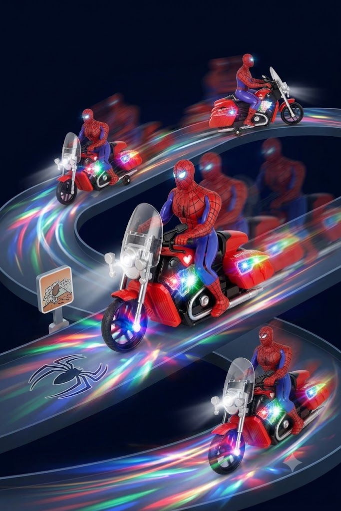 Spider-Man sur Moto – Lumières, Sons & Mouvement Automatique