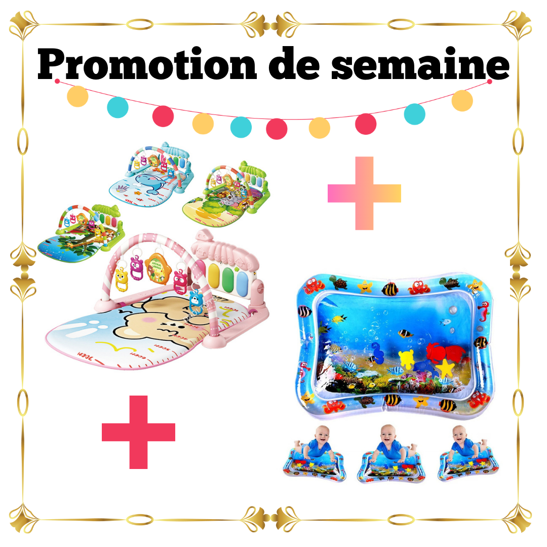 Pack Bébé 2 Articles – Tapis d’Éveil Piano Musical + Tapis d’Eau Gonflable