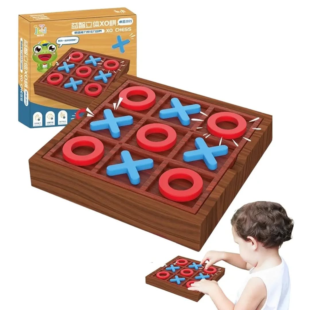Jeu de Société Classique Enfant – XO, Solitaire & Puzzle Logique Multifonction