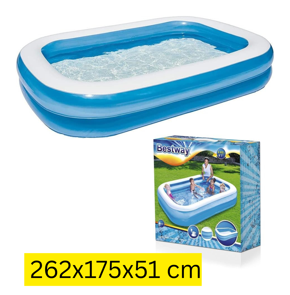Bestway Piscine Rectangulaire Gonflable Familiale 262x175x51 cm