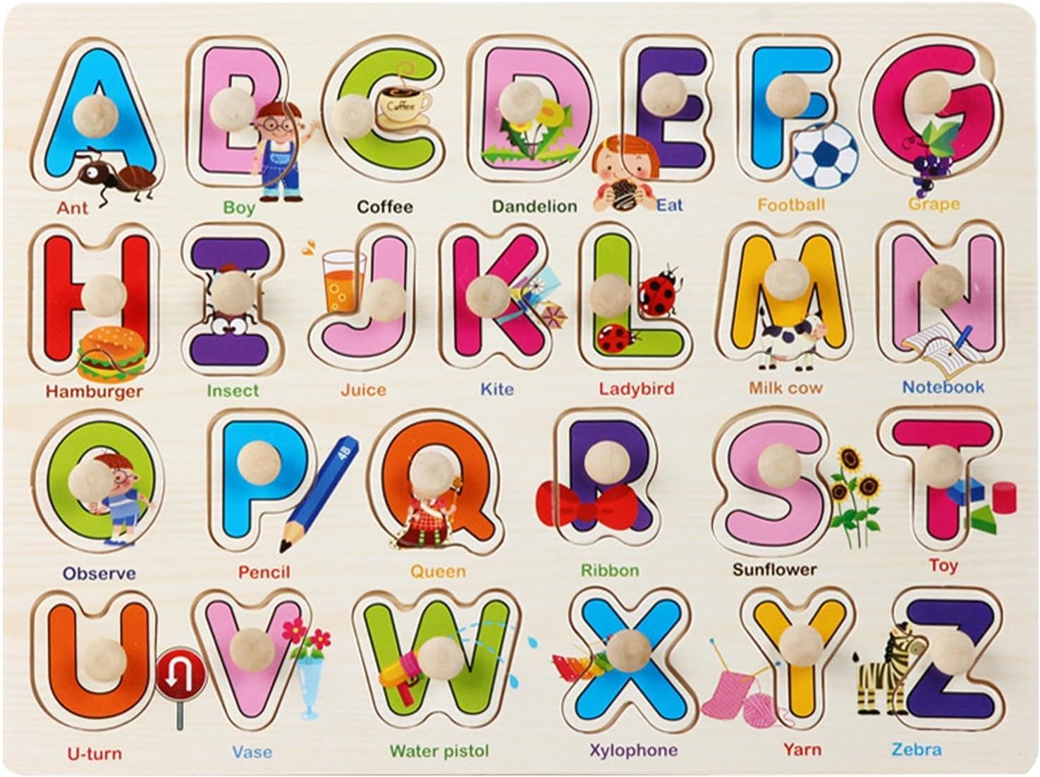 Puzzle Alphabet Français en Bois – Lettres Éducatives pour Enfants