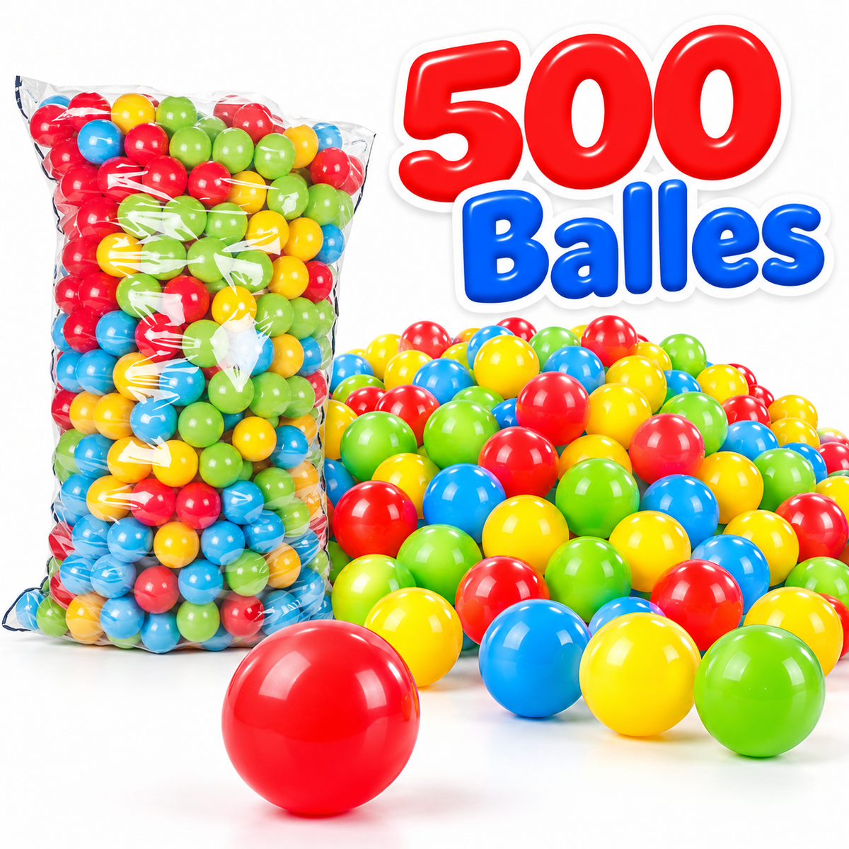 500 Balles Multicolores Pilsan de 6 cm pour Piscine à Balles
