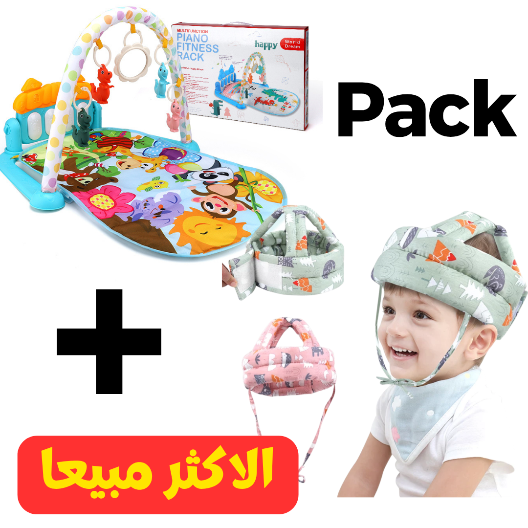 Pack Bébé 2 Articles – Tapis d’Éveil Piano Musical + Casque de Protection
