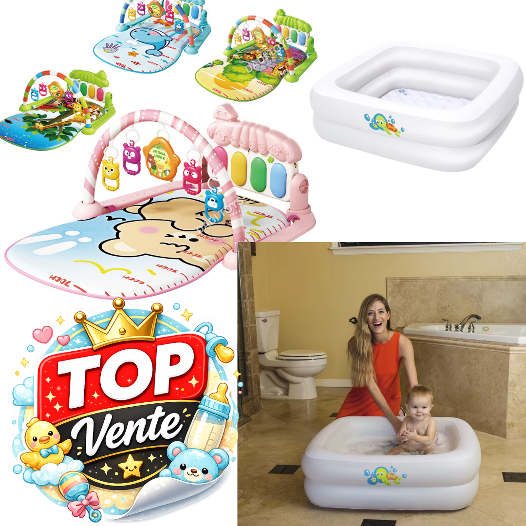 Pack Bébé – Tapis d'Éveil Piano à Pédales + Piscine Gonflable Bestway FLUO 86×86×25 cm