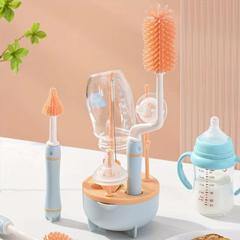 Set de Brossettes Nettoyage Biberon – Brosse Paille & Tétine avec Support