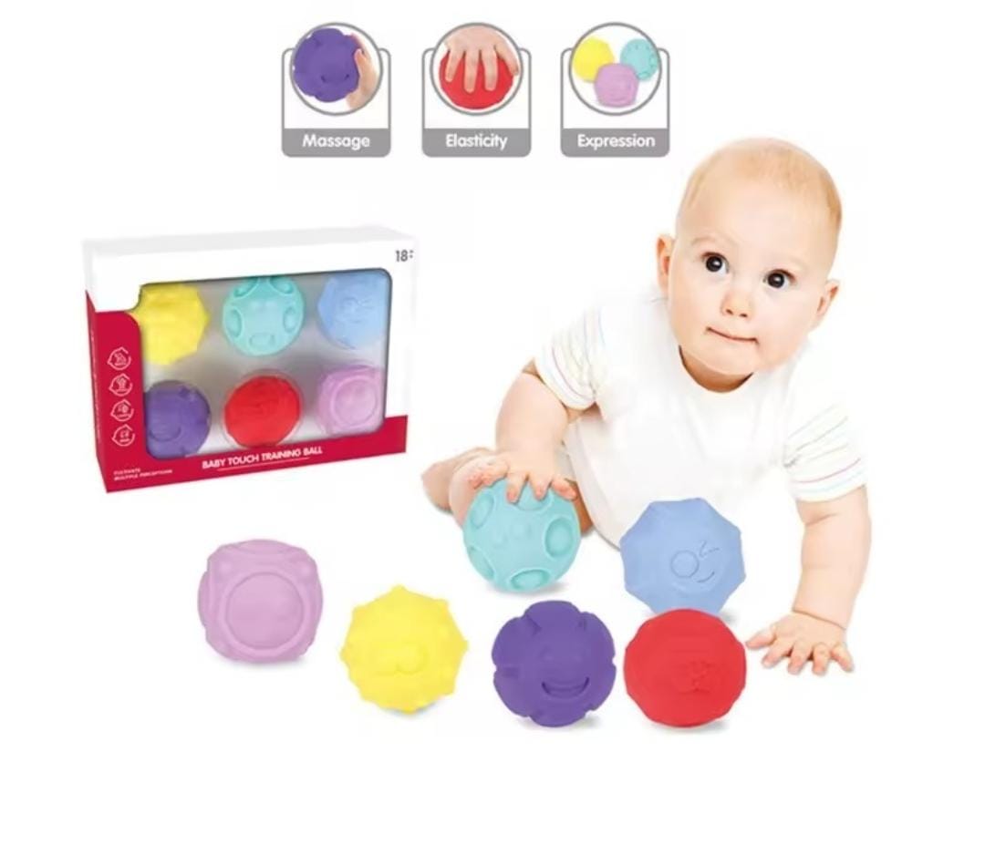 Balles Silicone Sensoriels Souples Bébé 6 Pieces