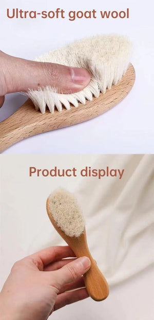 Brosse à Cheveux en Bois et Laine Douce pour Bébé