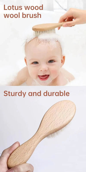 Brosse à Cheveux en Bois et Laine Douce pour Bébé
