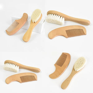 Brosse à Cheveux en Bois et Laine Douce pour Bébé
