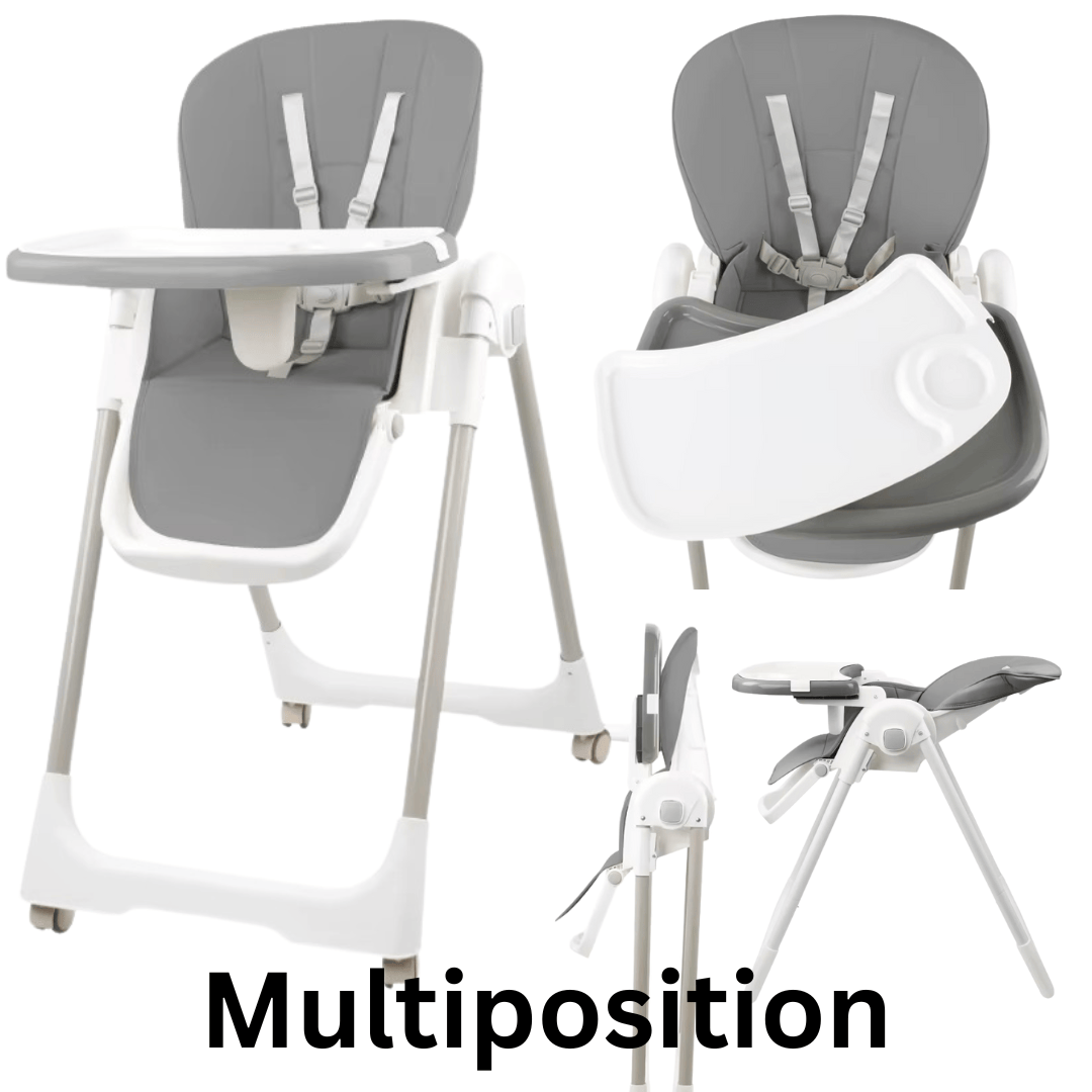 Chaise haute évolutive réglable avec Roues GRIS