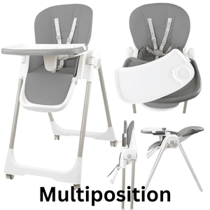 Chaise haute évolutive réglable avec Roues GRIS