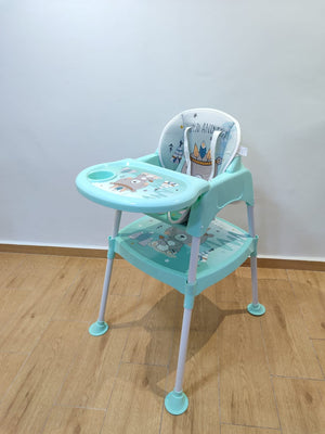 Chaise haute rembourrée 3-en-1 pour bébé, table de travail - Vert