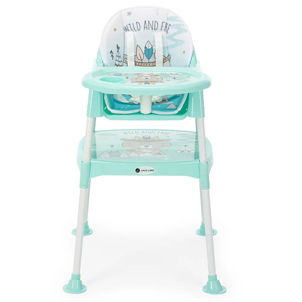 Chaise haute rembourrée 3-en-1 pour bébé, table de travail - Vert
