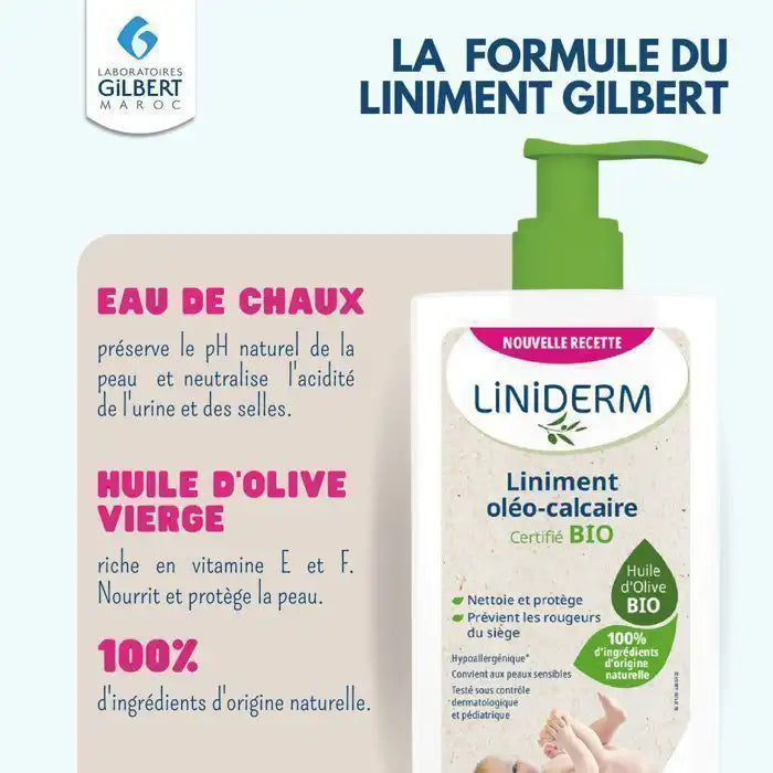 Liniment Gilbert Liniderm Bio 480 ml – Hypoallergénique & Doux