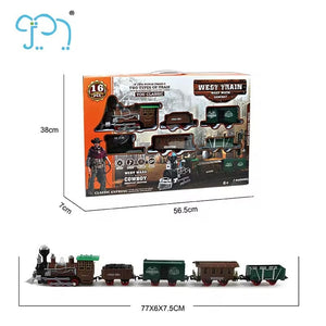 Ensemble Train Miniature West – 16 Pièces, Locomotive & Rails