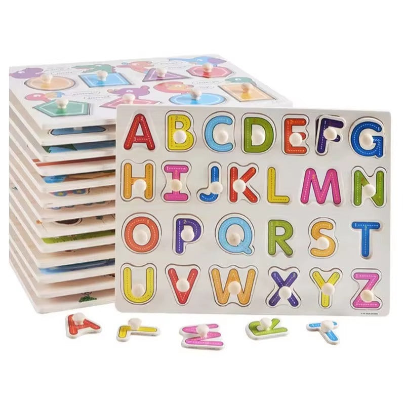 Puzzle Alphabet Français en Bois – Lettres Éducatives pour Enfants