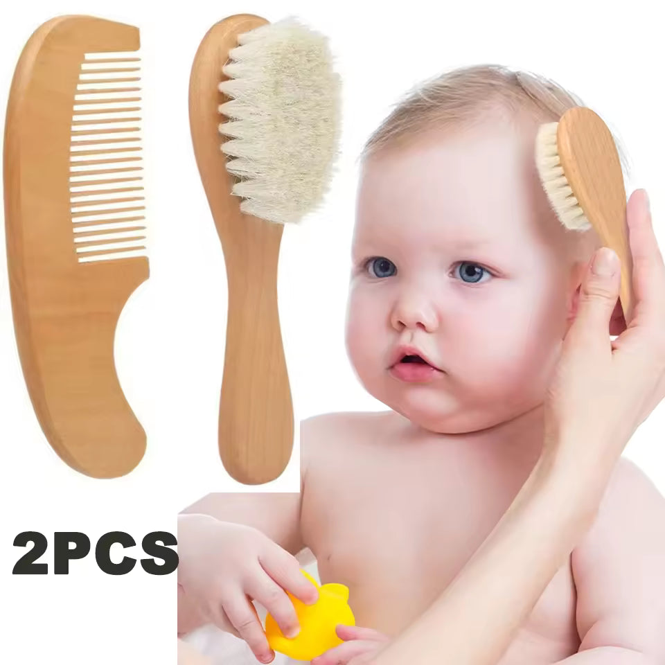 Brosse à Cheveux en Bois et Laine Douce pour Bébé