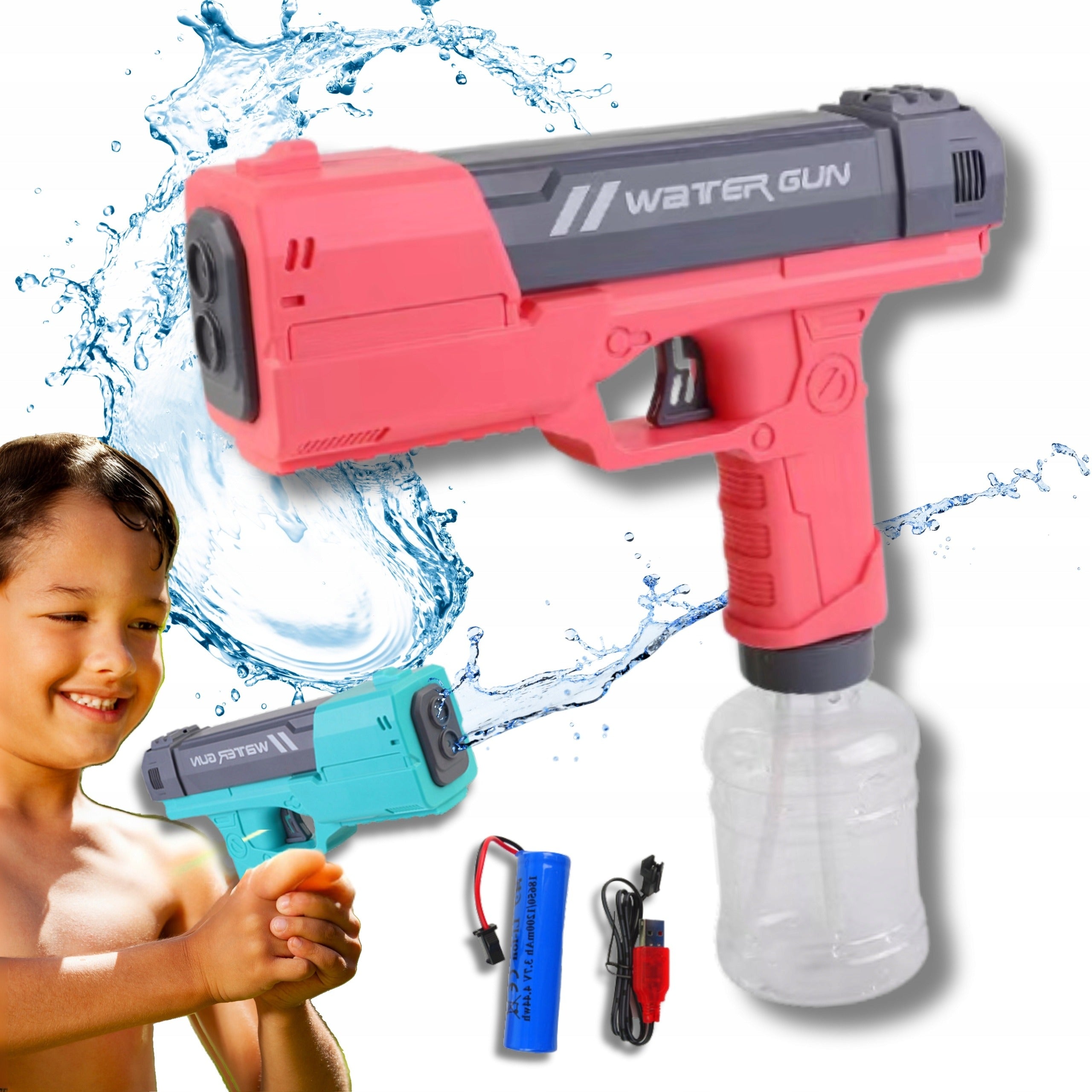Pistolet à Eau Électrique Double Canon – Rechargeable USB