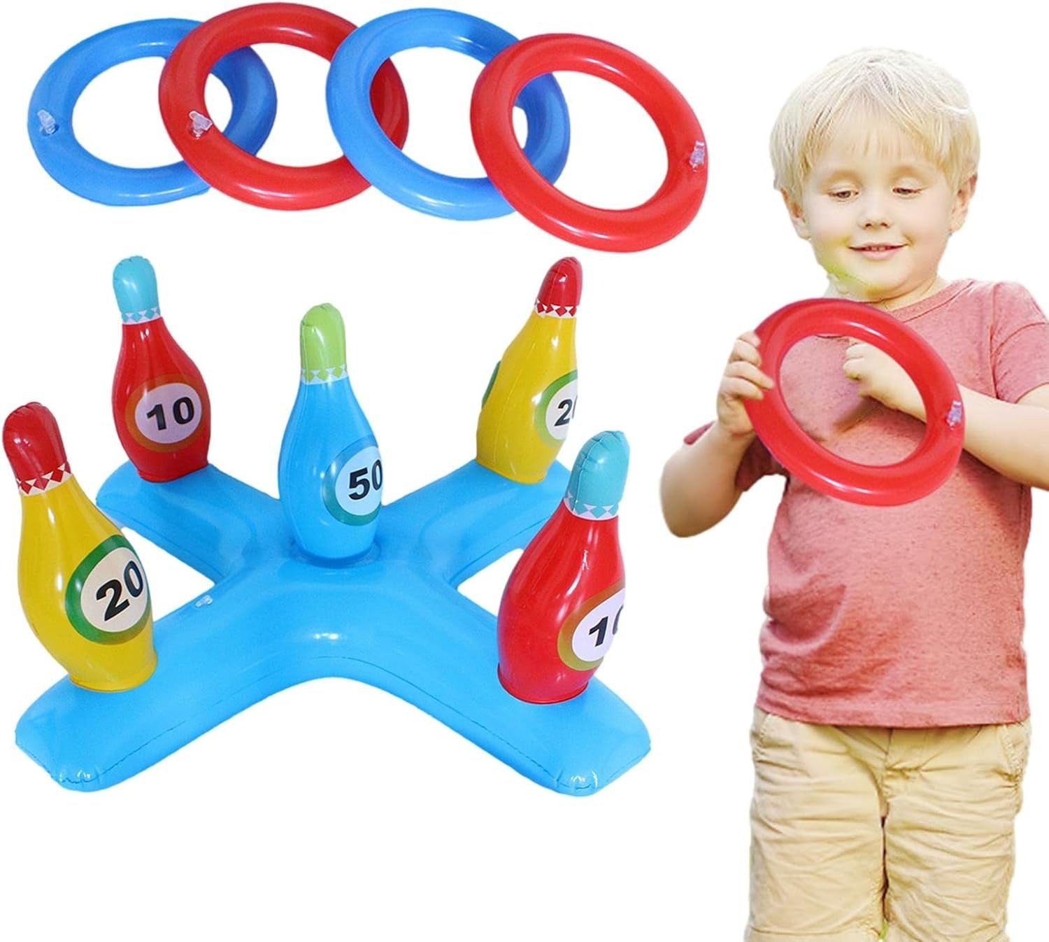 Jeu Outdoor Lawn Bowling & Ring Toss – Set de Lancer & Bowling pour Enfants