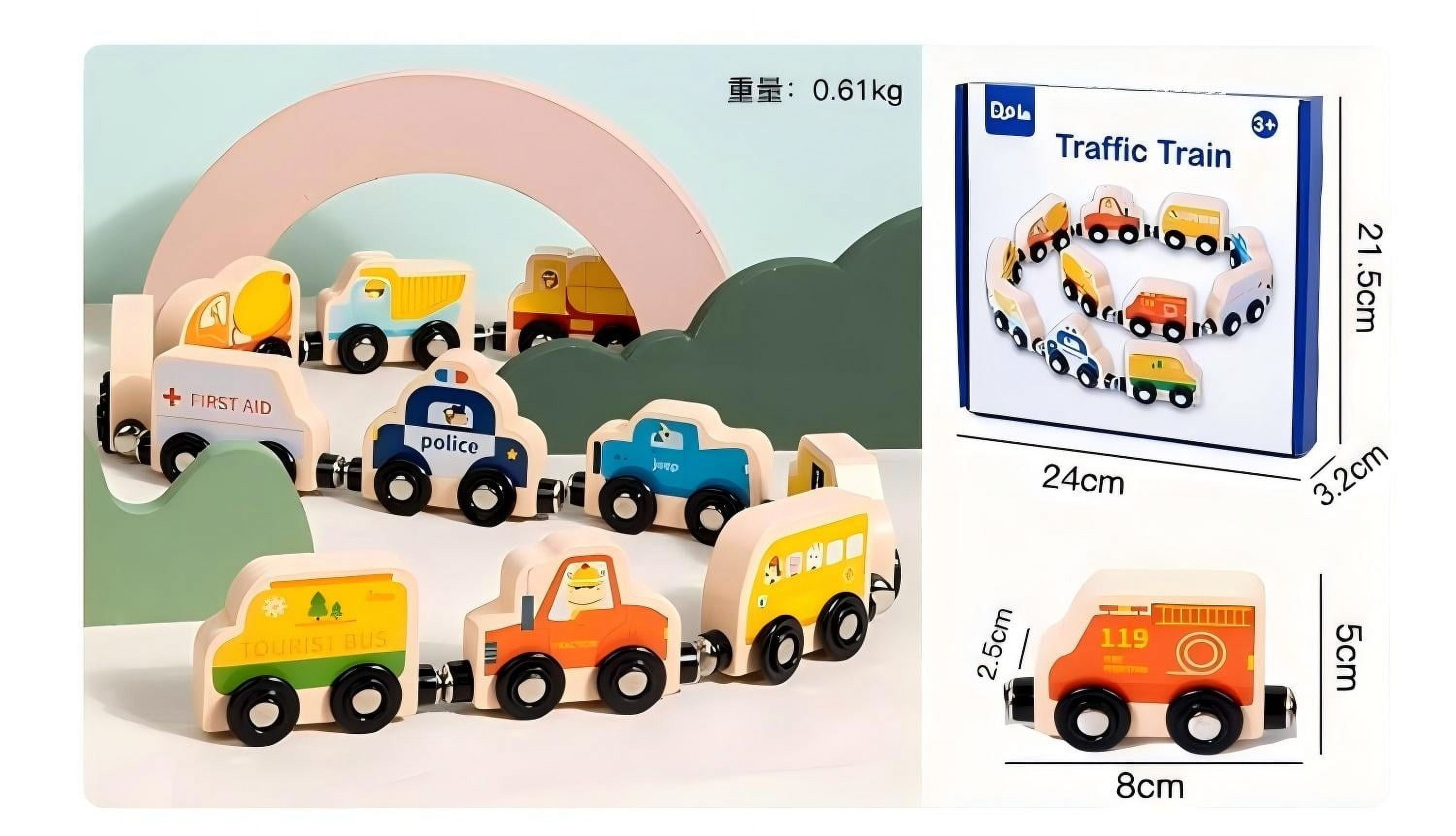 Train Magnétique Montessori 11 Pièces EN BOIS – Jeu Éducatif pour Enfants