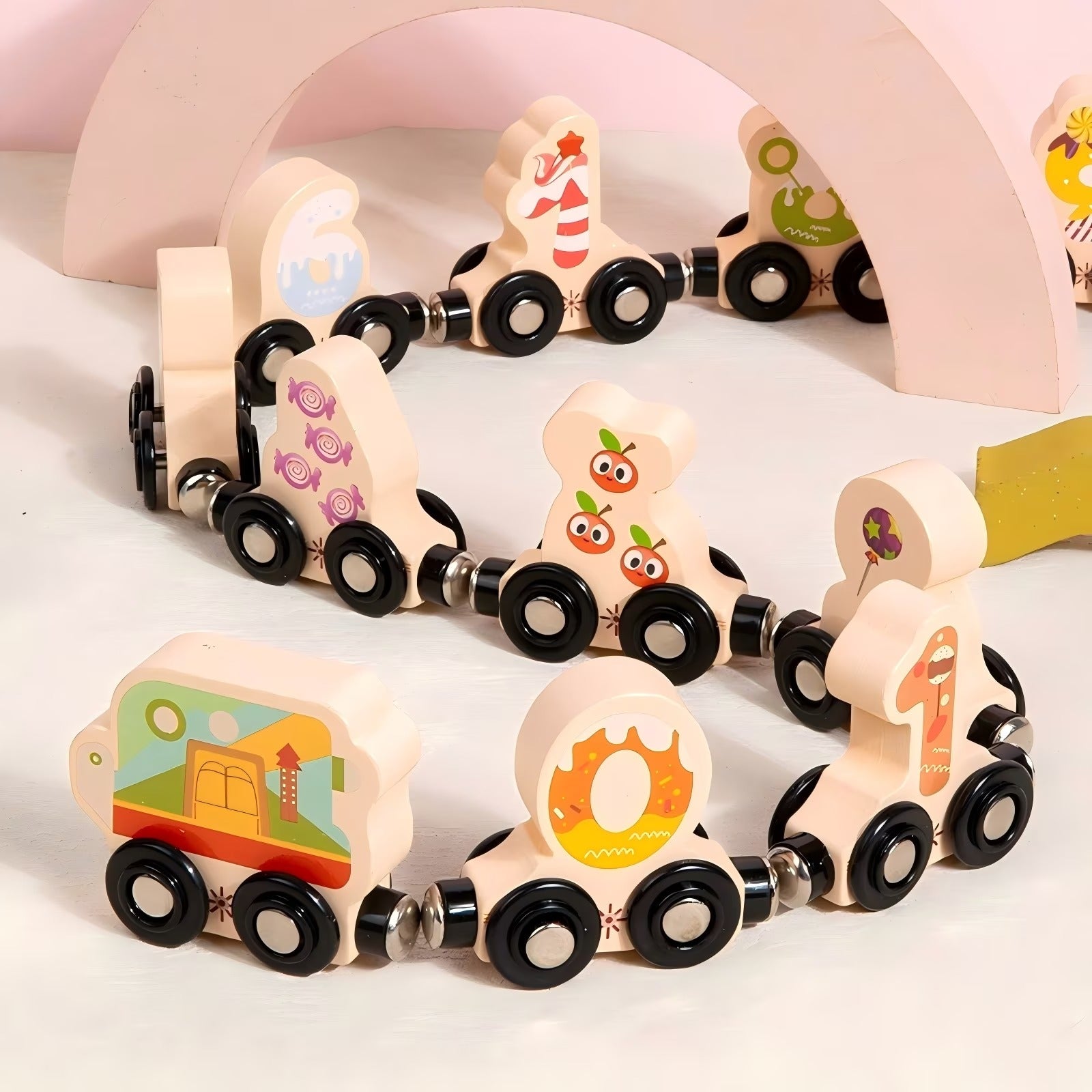 Train Magnétique Montessori 11 Pièces EN BOIS – Jeu Éducatif pour Enfants