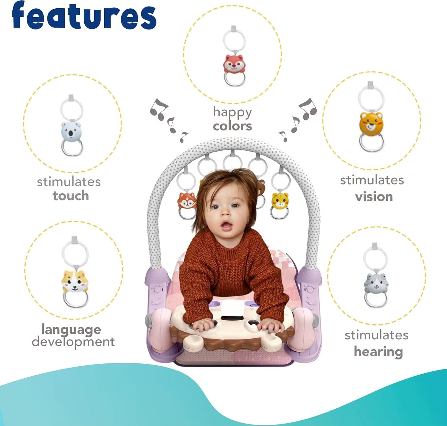 Piano à Pédales Bébé – Tapis d’Éveil Musical Montessori