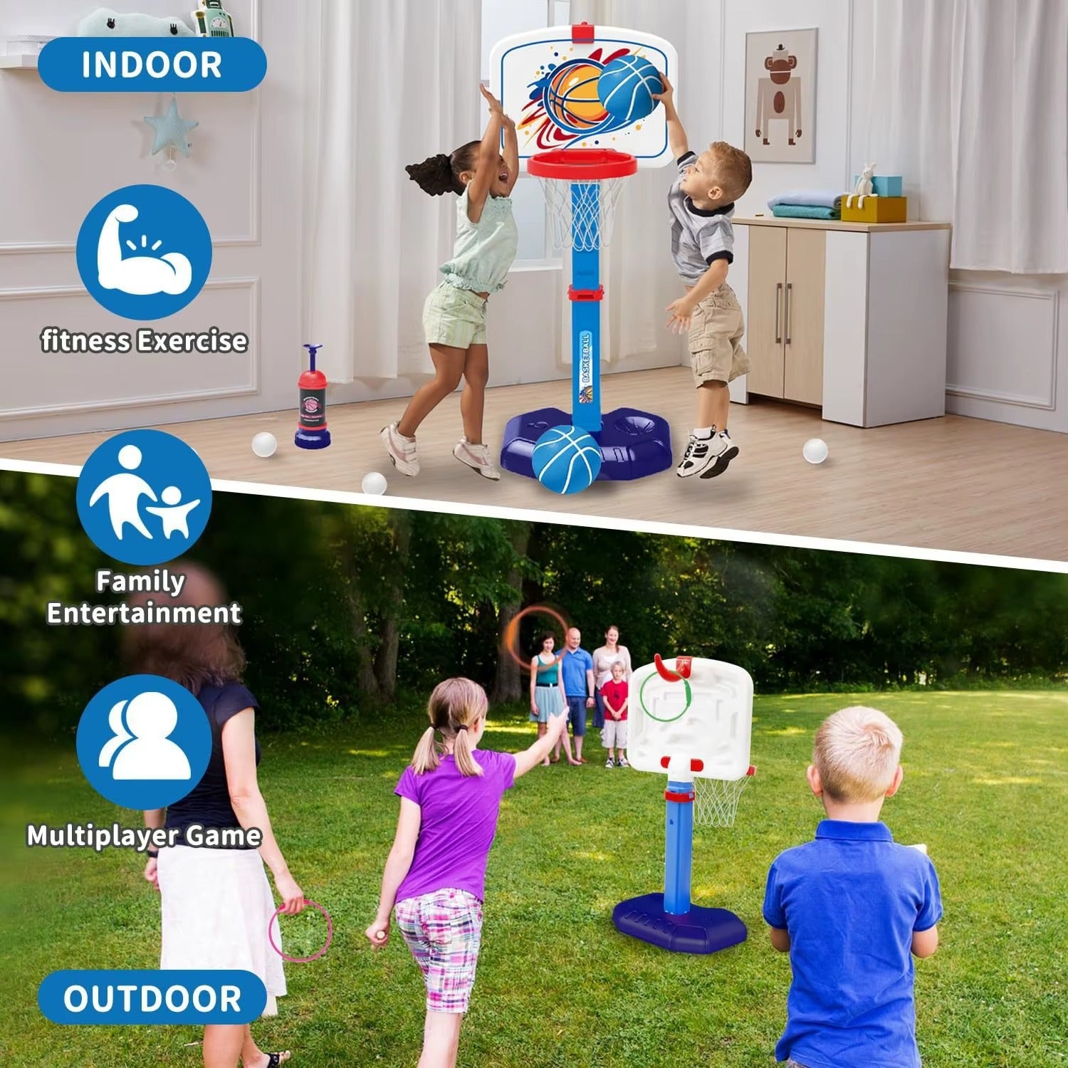 Panier de Basket Enfant Réglable – Mini But Intérieur & Extérieur avec Pompe