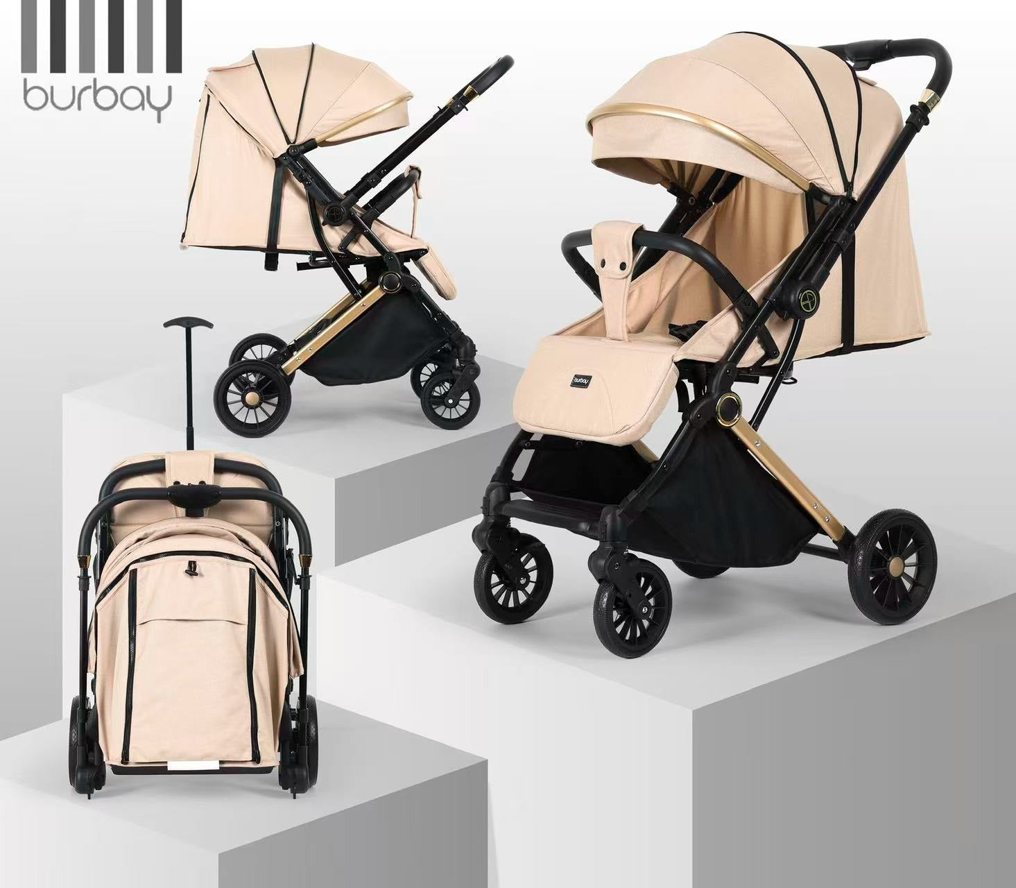 Poussette Premium Réversible Burbay AG9155 khaki