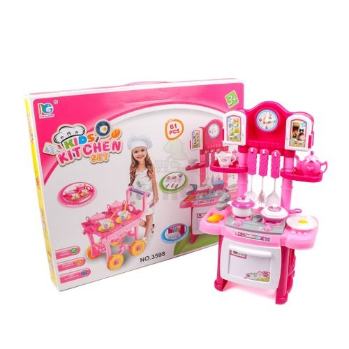 Jeu de Cuisine Enfant 2 en 1 – Kitchen Set avec Chariot