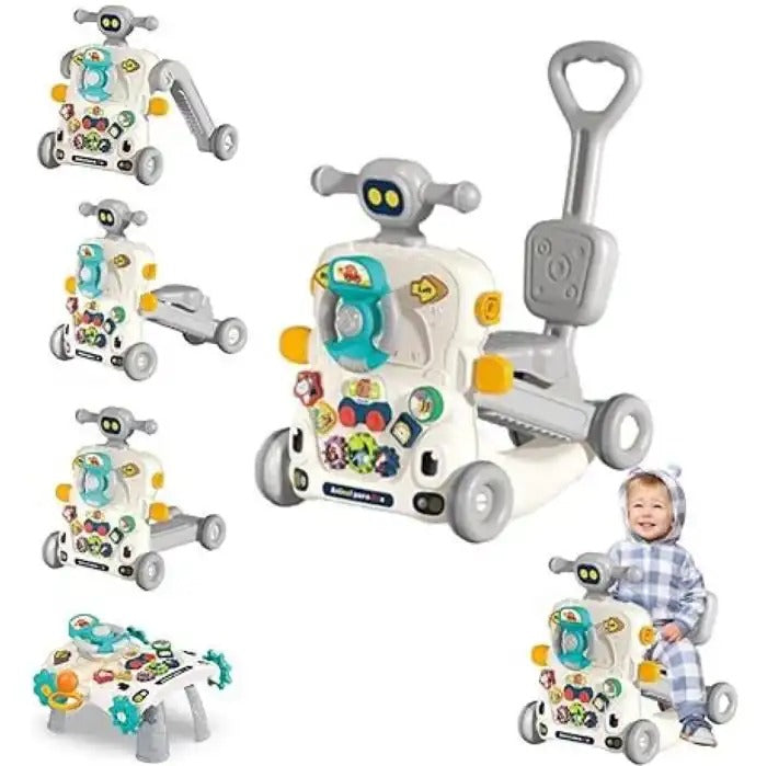 Trotteur Bébé 6 en 1 Rose – Jeu Évolutif Interactif gris