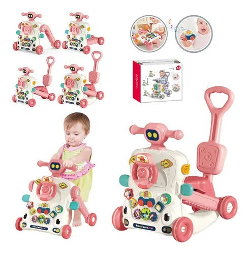 Trotteur Bébé 6 en 1 Rose – Jeu Évolutif Interactif