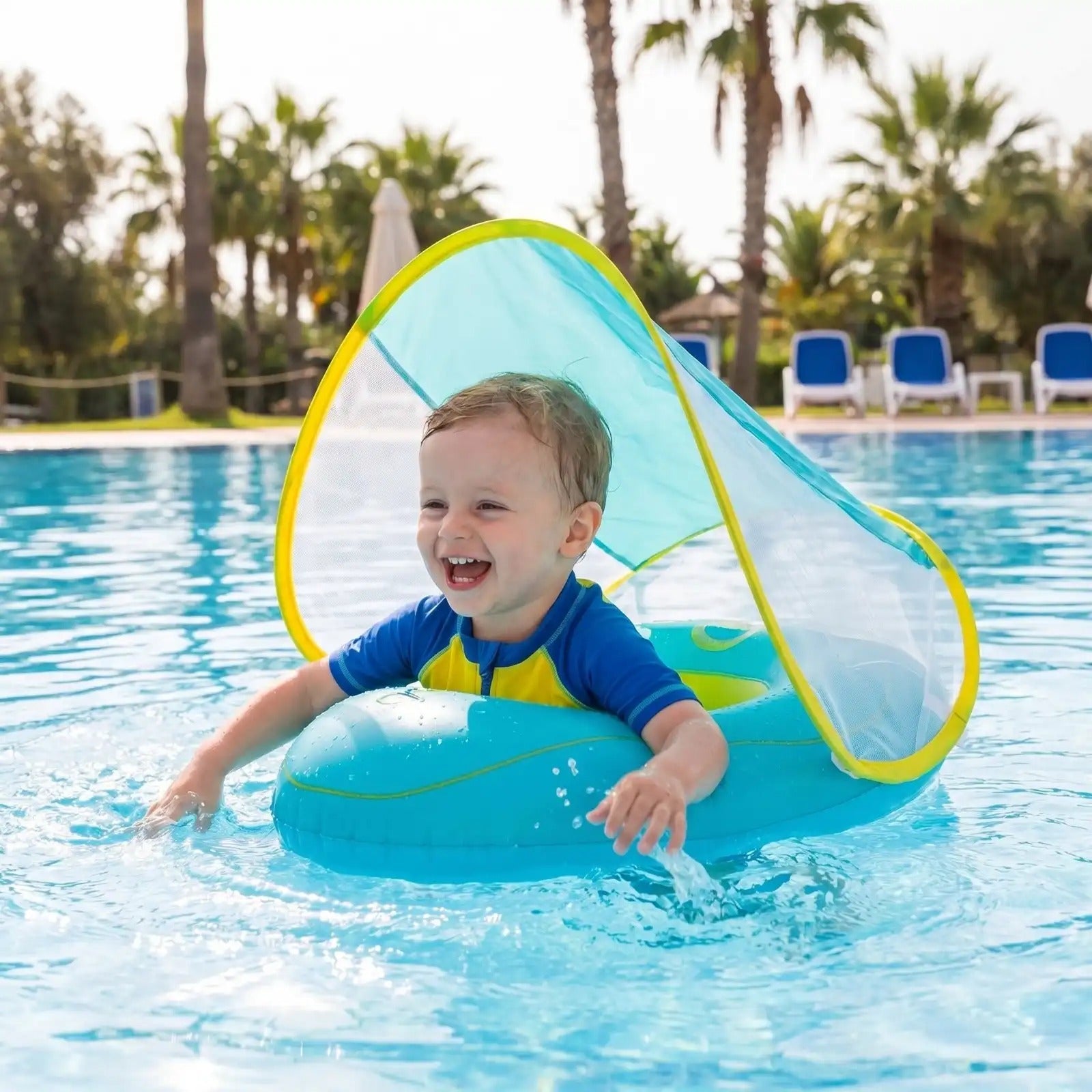 Bouée Bébé avec Pare-Soleil – Confort & Protection UV