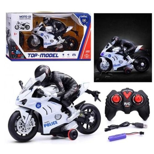 Moto Télécommandée Police Rechargeable – Rotation 360° avec Lumières & Sons