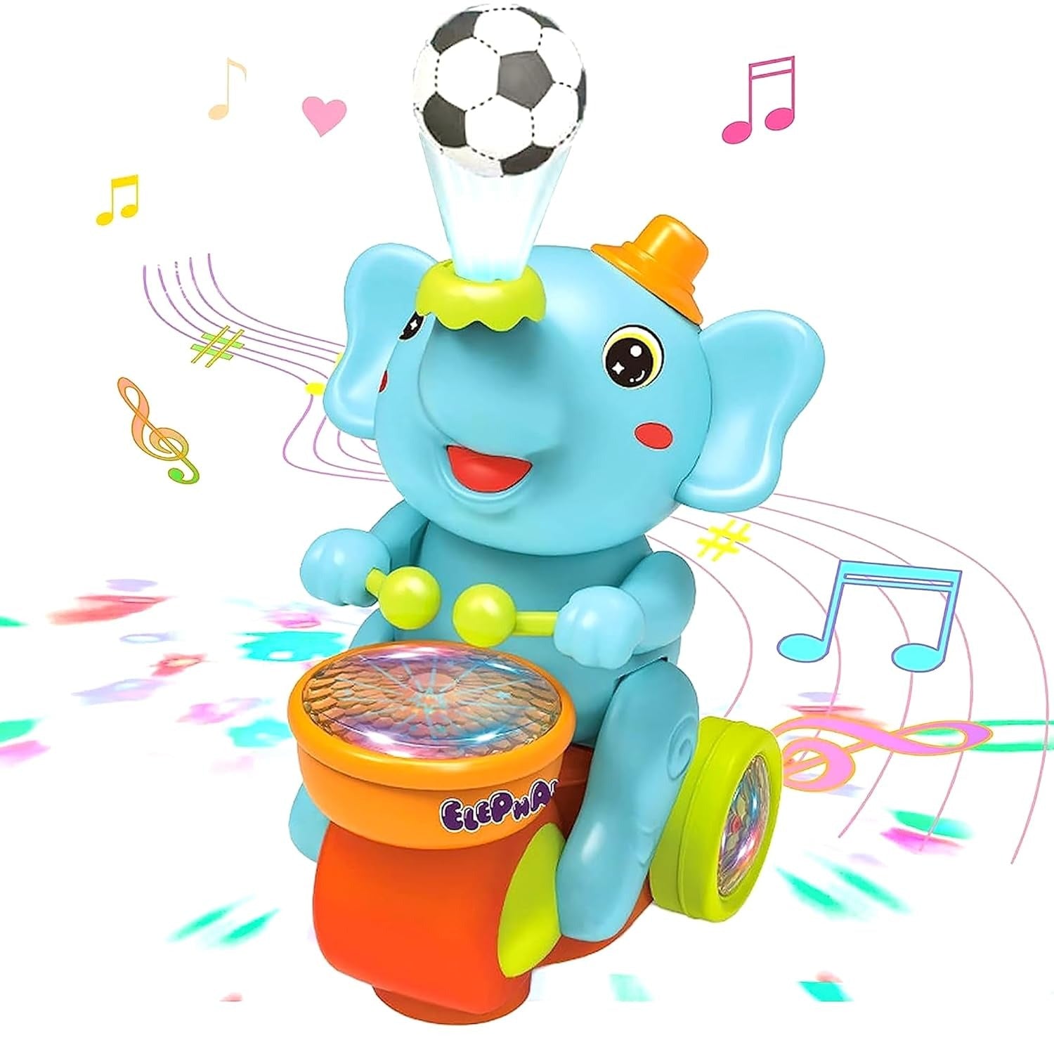 Éléphant Danseur Musical – Lumières, Tambour & Balle Flottante