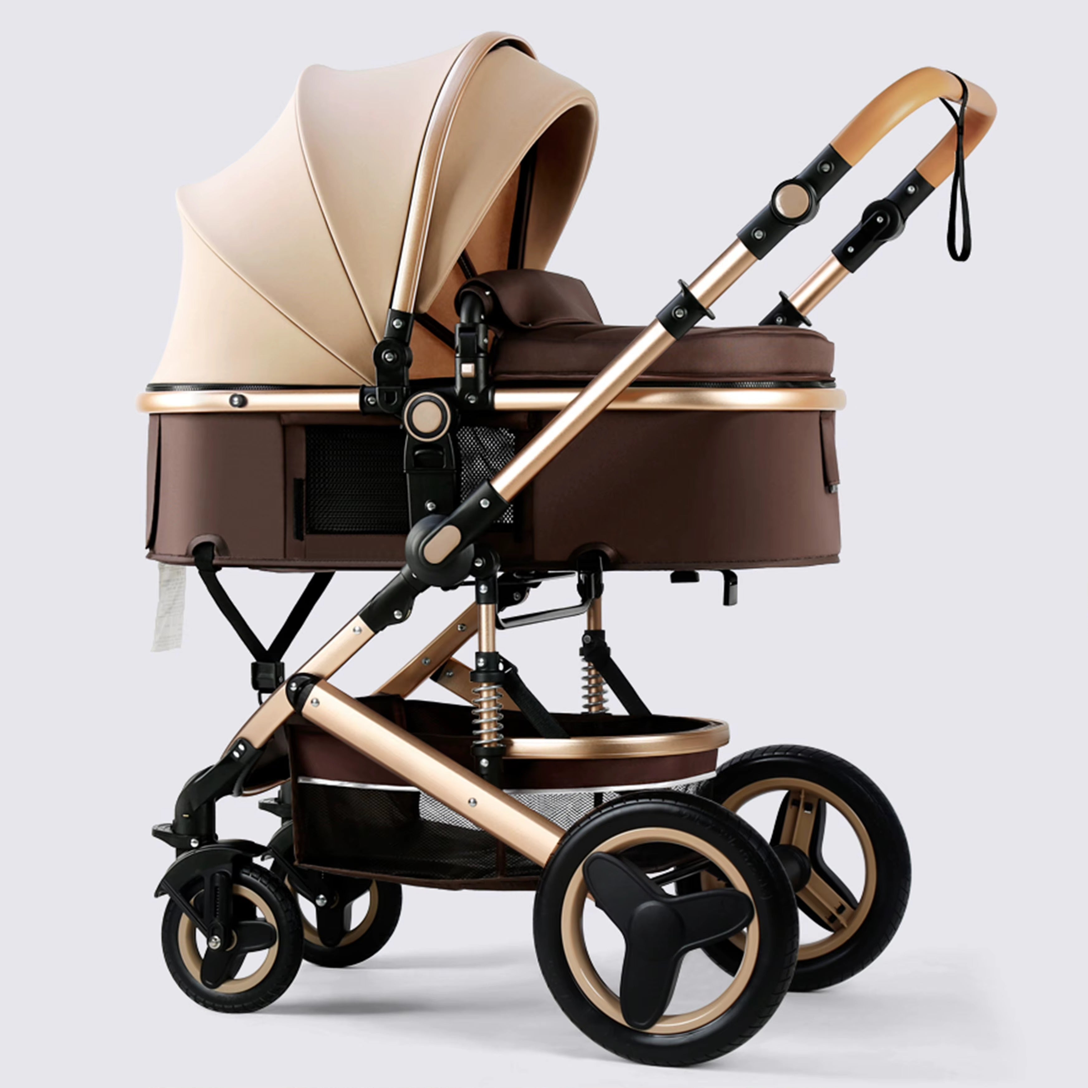 Poussette Réversible Mon Bébé 3 en 1 – Avec Maxi Cosi & Sac à Langer - khaki
