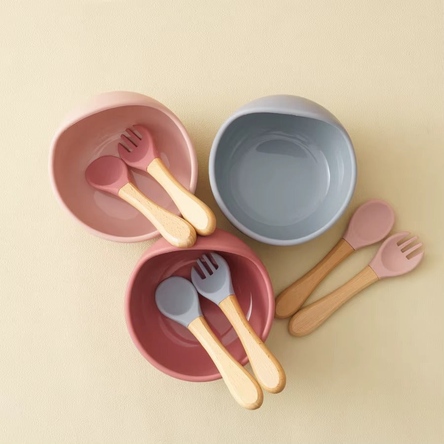 Bol Bébé Silicone Forme Ours – Avec Cuillère d’Apprentissage