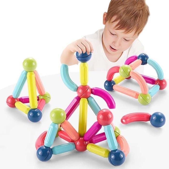 Jeu de Construction Montessori de bâtons magnétiques 36 - 64 -128 pièces