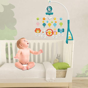 Mobile musical avec projecteur d'étoiles et hochets HUANGER - bleu