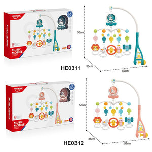 Mobile musical avec projecteur d'étoiles et hochets HUANGER - bleu