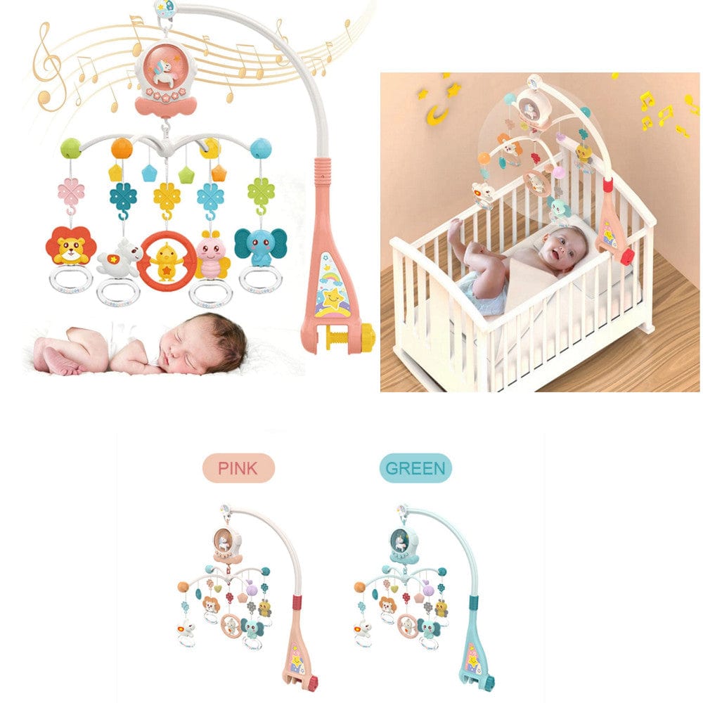 Mobile musical avec projecteur d'étoiles et hochets HUANGER -rose