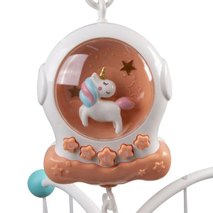 Mobile musical avec projecteur d'étoiles et hochets HUANGER -rose