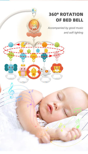 Mobile musical avec projecteur d'étoiles et hochets HUANGER -rose