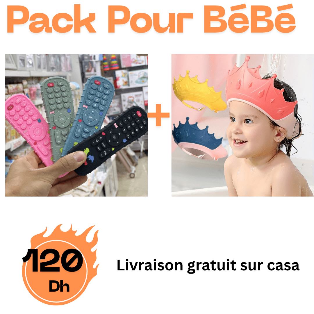 Pack Bain & Jeu : Visière de Bain Couronne et Jouets de Dentition Télécommande