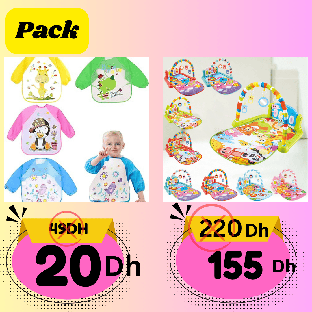 Pack Bébé – Tapis d’Éveil Piano Musical + Bavoir à Manches Longues