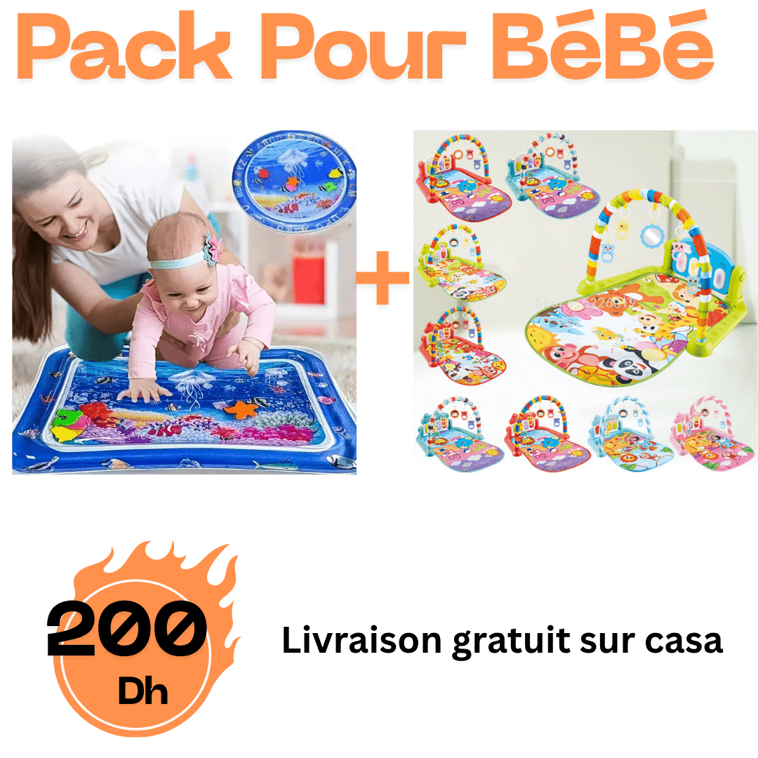 Pack Éveil Complet : Tapis de Jeu Musical et Tapis d'Eau Gonflable