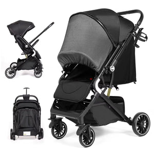Poussette Bébé Valise Pliable et Luxe – Voyage Facile et Confort Assuré Noir