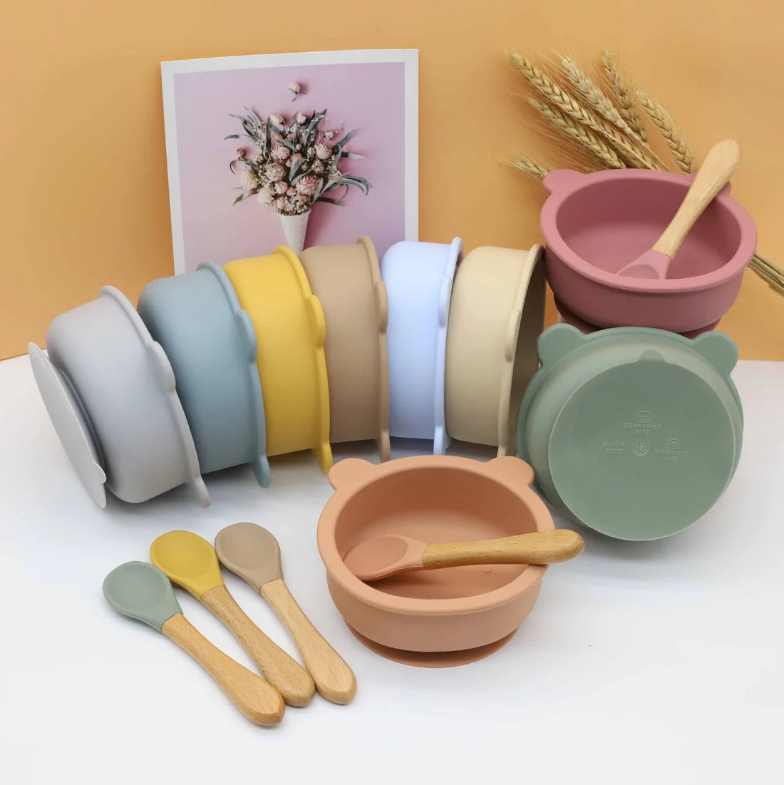 Bol Bébé Silicone Forme Ours – Avec Cuillère d’Apprentissage