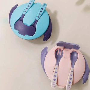 Alimentation Assiette avec Base à succion , bol et cuillère Produit_bebe_maroc