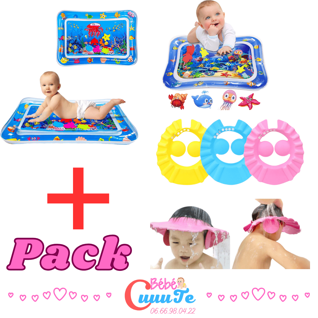 Pack Tapis d'eau Gonflable + Baby Shower Cap Produit_bebe_maroc