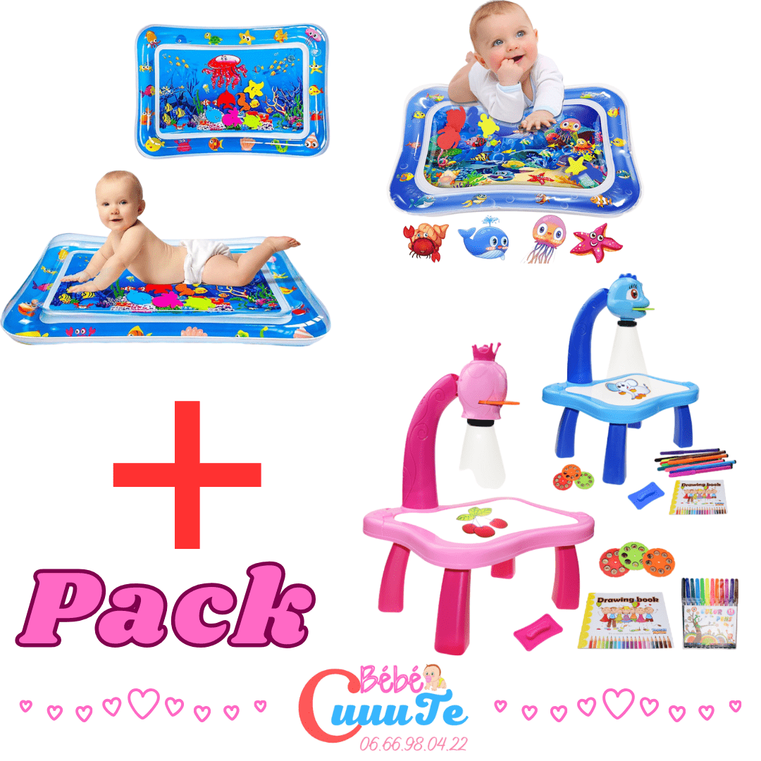 Pack Tapis d'eau Gonflable + Table de dessin avec projecteur Produit_bebe_maroc